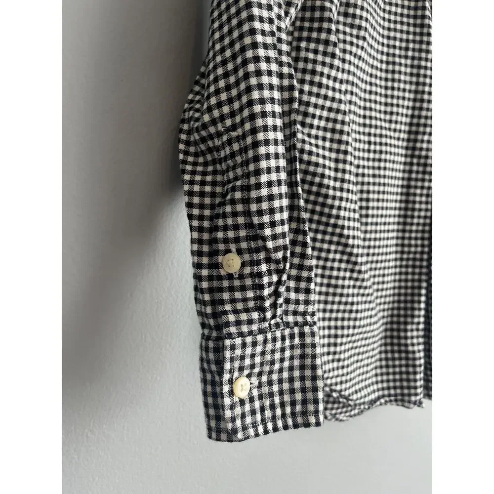 Ralph Lauren Kids M 10-12 Black White Gingham Check Button Down Shirt Preppy